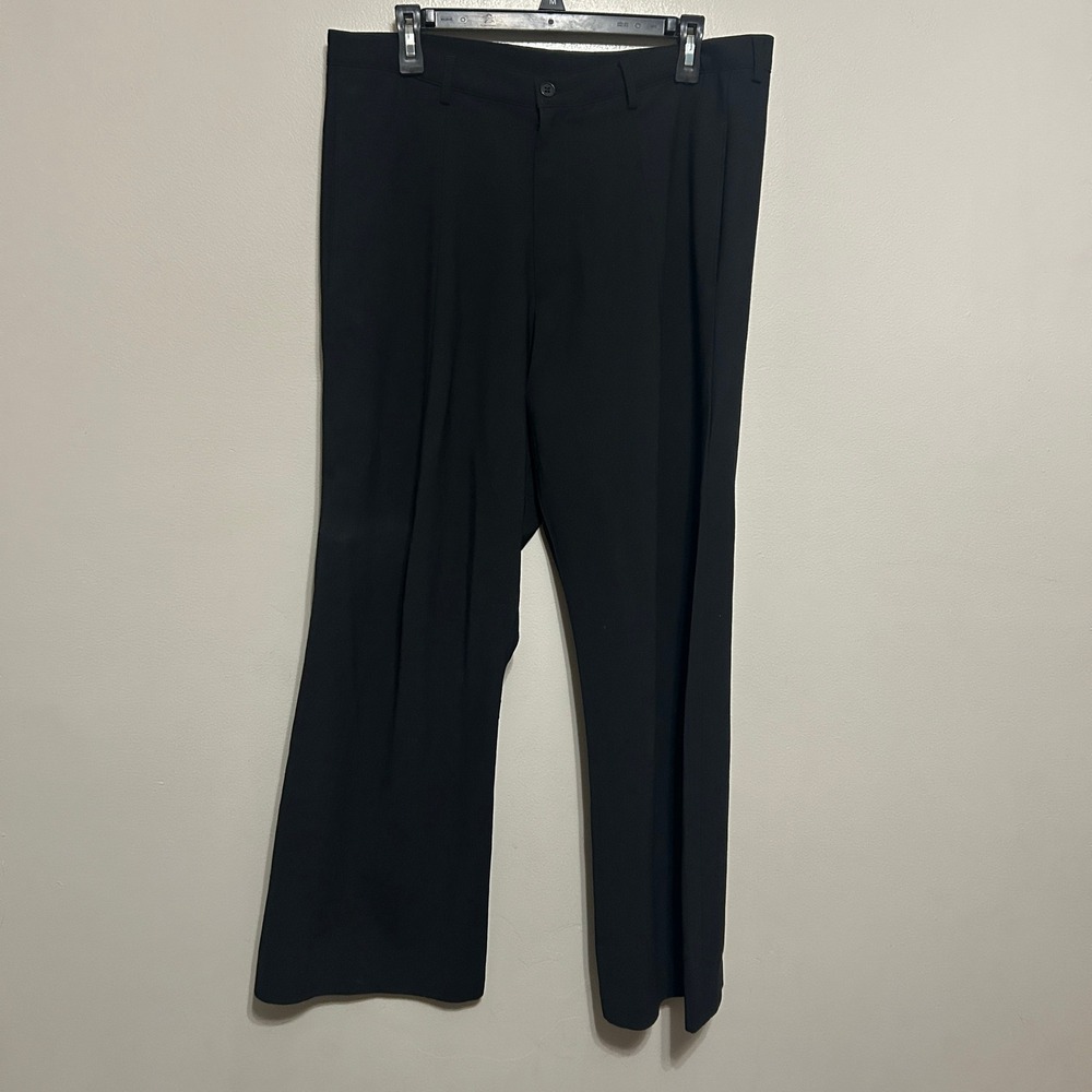 Emporio Armani Dress Pants Mens 35x28 Black Flat Front Straight Luxury Trousers